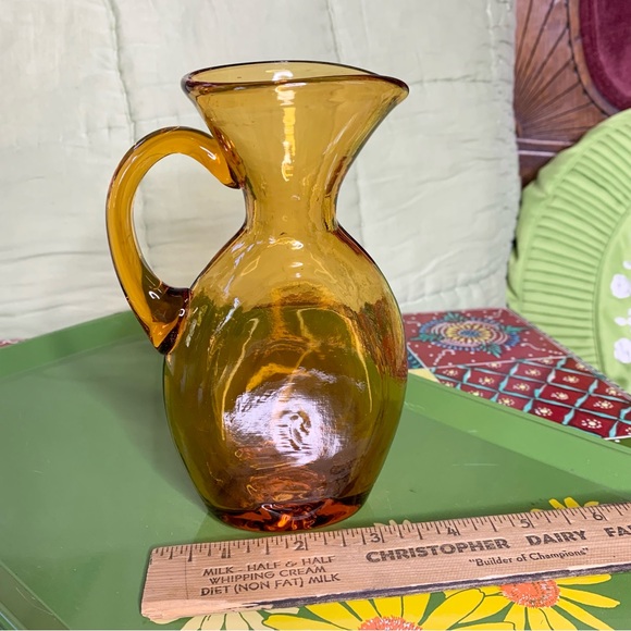 MCM Amber Glass Pitcher - Picture 8 of 9